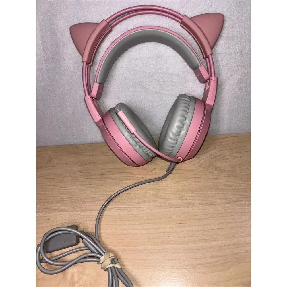SOMIC G951 Pink Stereo Gaming Headset with Mic Cute Cat Tested Great Condition